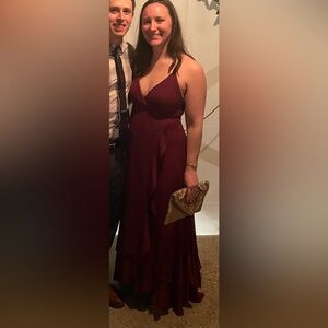 Lulus Elegant Burgundy Evening Gown